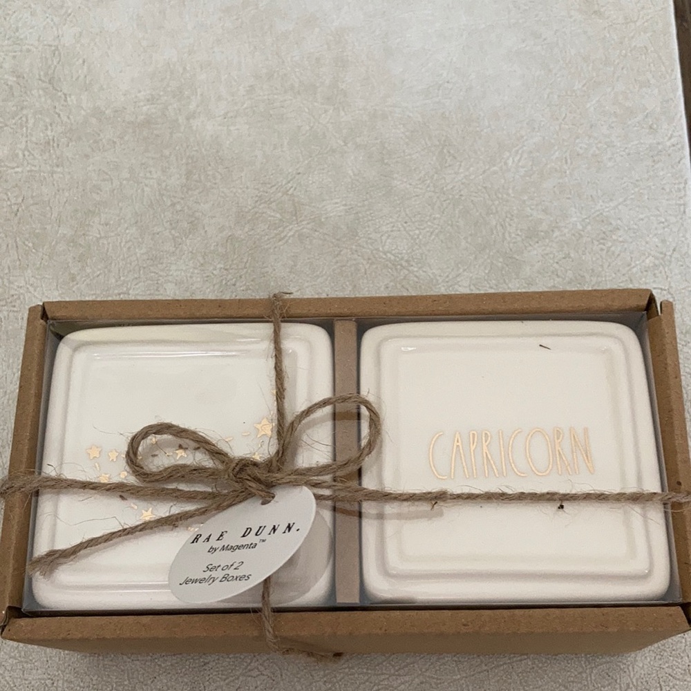 Rae dunn set of two Capricorn jewelry boxes